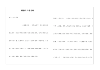 销售上工作总结