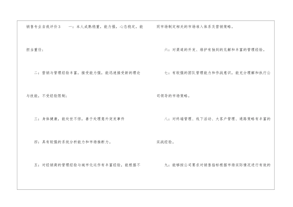 销售专业自我评价_第3页
