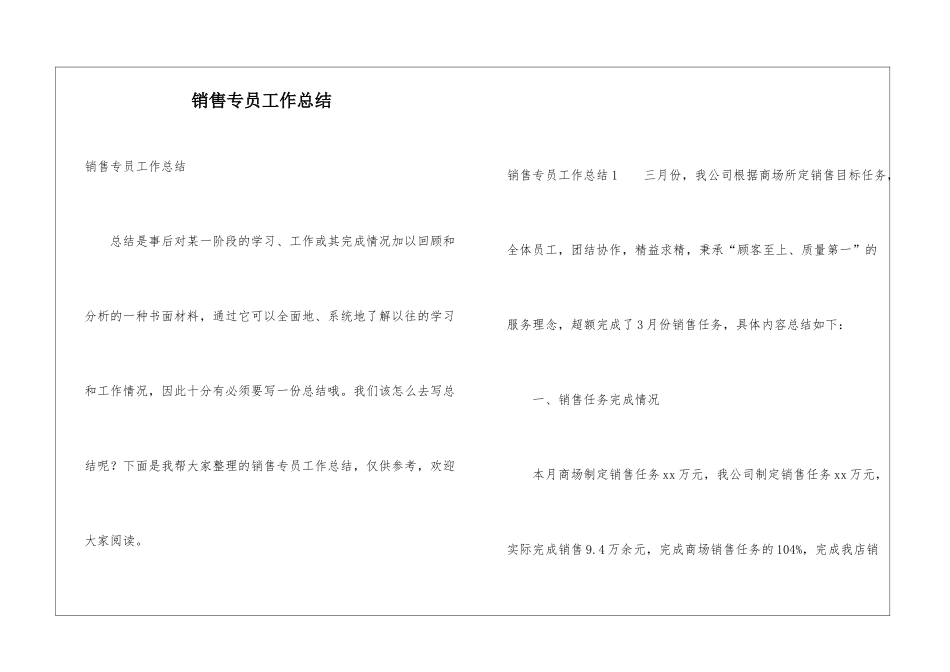 销售专员工作总结_第1页