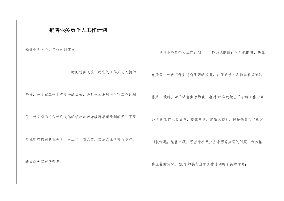 销售业务员个人工作计划_第1页
