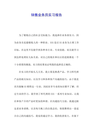 销售业务员实习报告