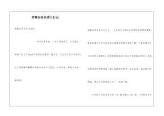 销售业务员实习日记