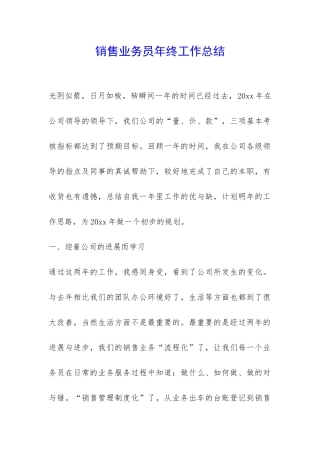销售业务员年终工作总结-