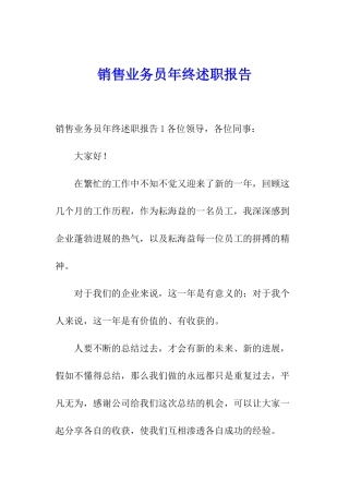 销售业务员年终述职报告