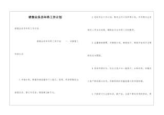 销售业务员年终工作计划