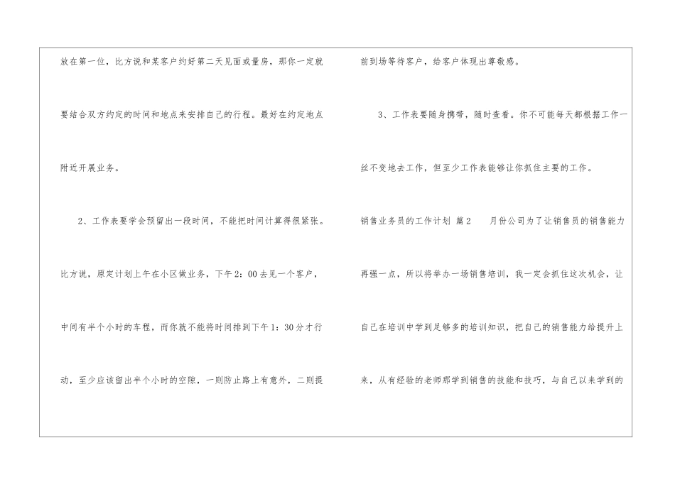 销售业务员的工作计划模板集锦五篇_第2页