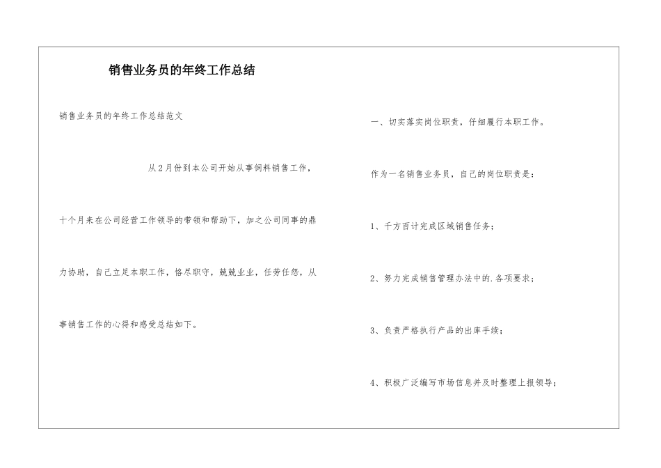 销售业务员的年终工作总结_第1页