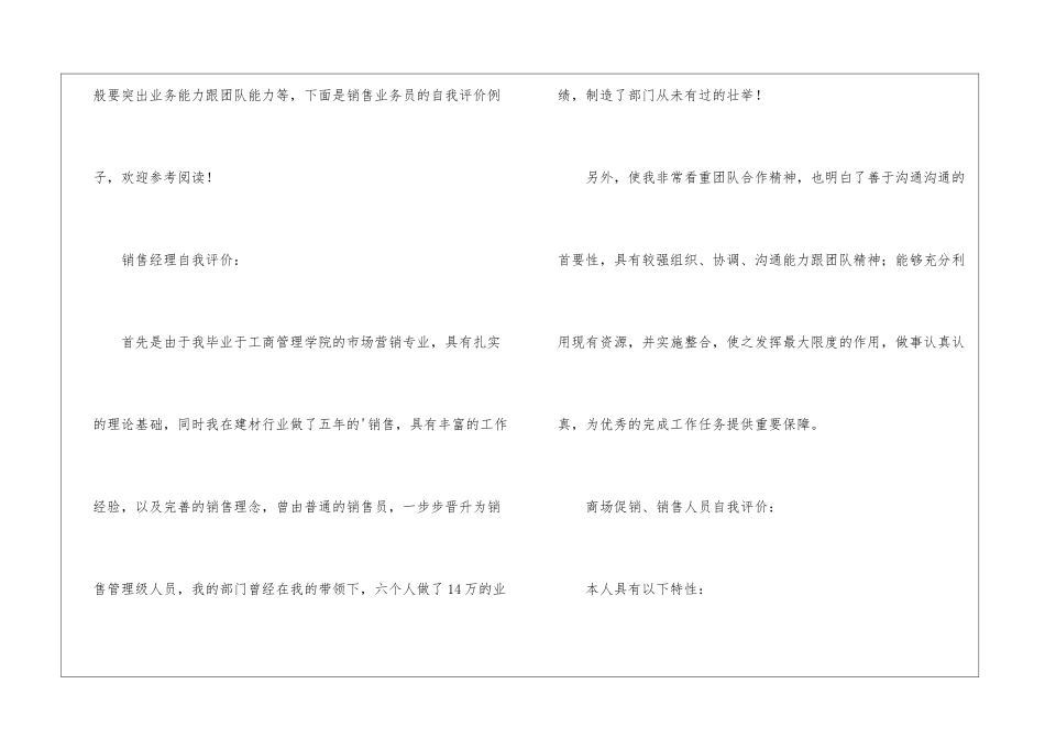 销售业务员自我评价_第3页