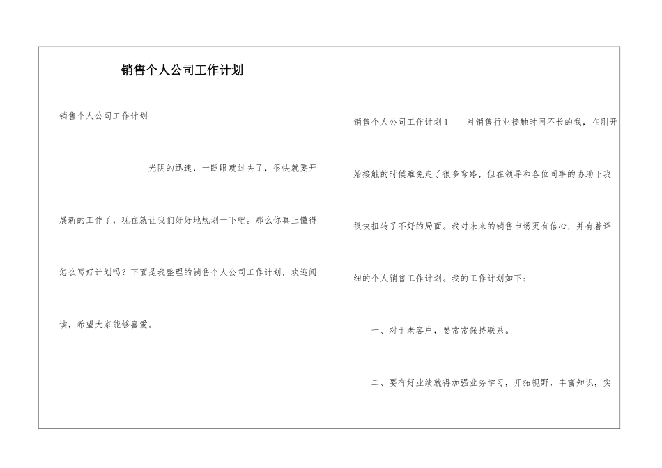 销售个人公司工作计划_第1页
