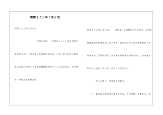 销售个人公司工作计划
