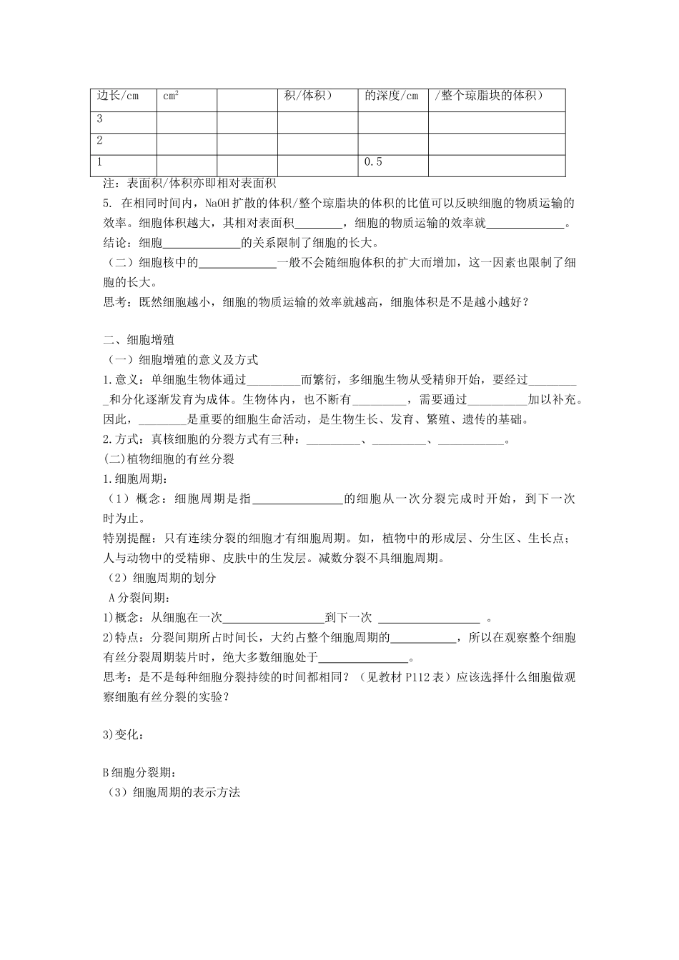 5.1《细胞增殖》学案（苏教版必修1）_第2页