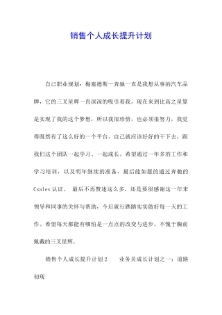 销售个人成长提升计划