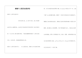 销售个人简历自我评价