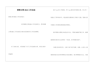 销售主管2024工作总结