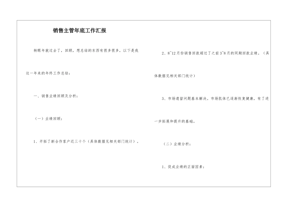 销售主管年底工作汇报_第1页