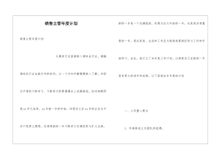 销售主管年度计划