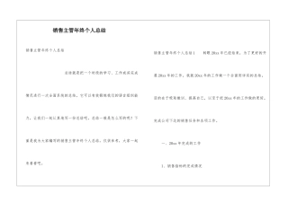 销售主管年终个人总结