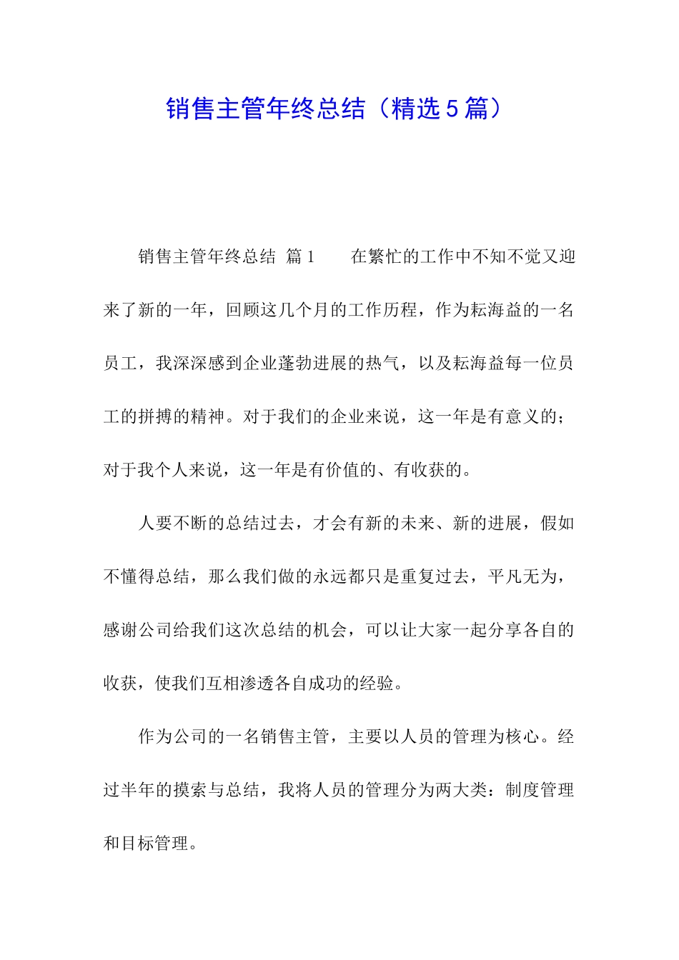 销售主管年终总结(精选5篇)_第1页