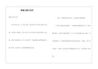 销售主管计划书