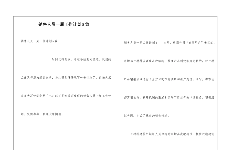 销售人员一周工作计划5篇_第1页