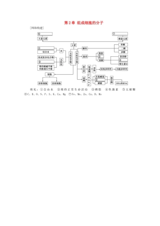 2017-2018年高中生物 第2章 组成细胞的分子章末整合练习 新人教版必修1