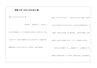销售人员下半年工作计划11篇