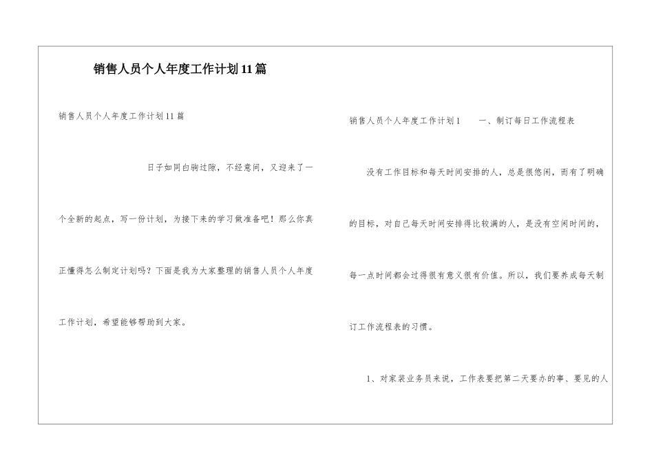 销售人员个人年度工作计划11篇_第1页