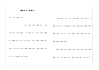 销售人员工作总结