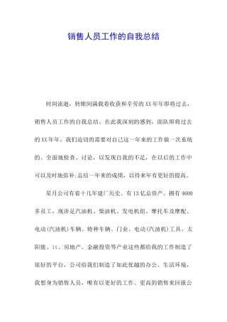销售人员工作的自我总结