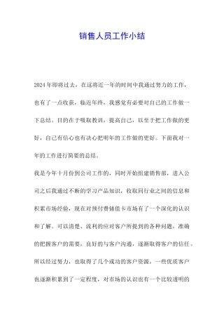 销售人员工作小结