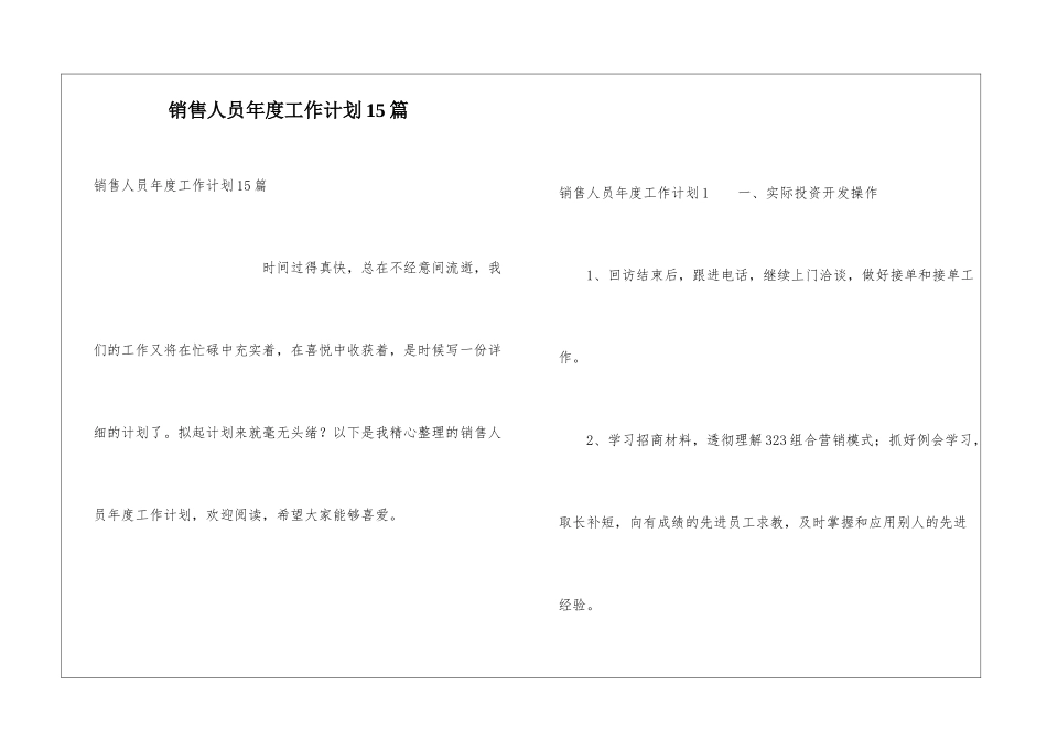 销售人员年度工作计划15篇_第1页