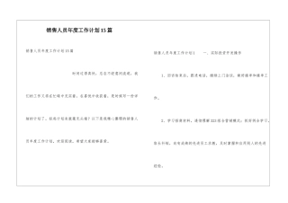 销售人员年度工作计划15篇