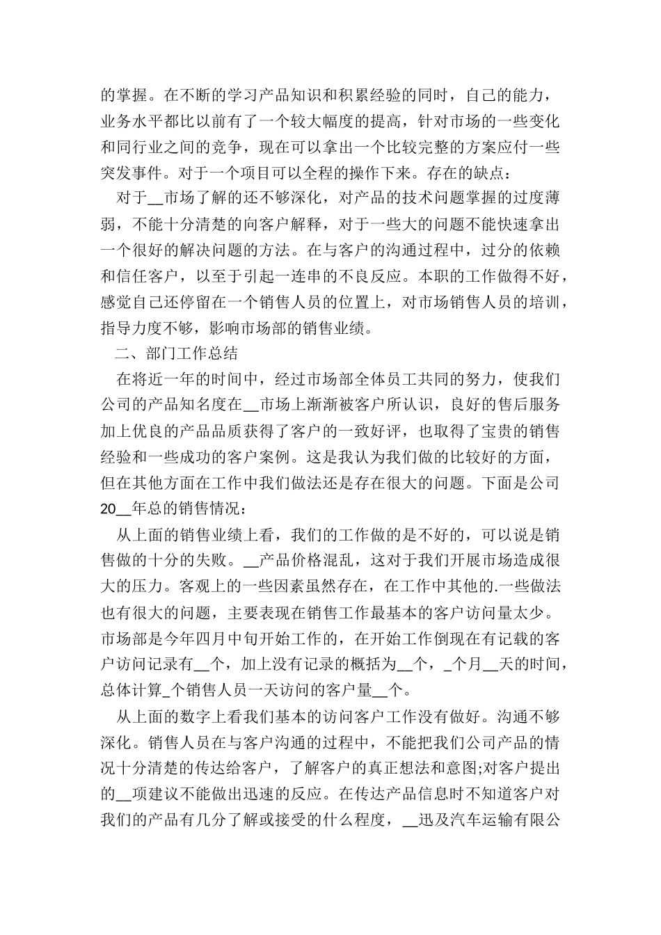 销售人员年度工作总结模板5篇_第2页