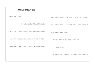 销售人员年度工作计划