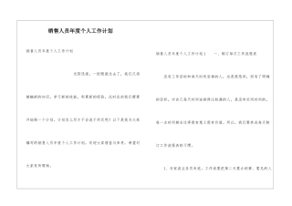 销售人员年度个人工作计划