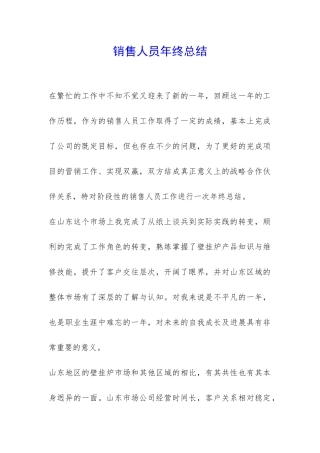 销售人员年终总结-