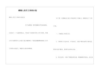 销售人员月工作的计划
