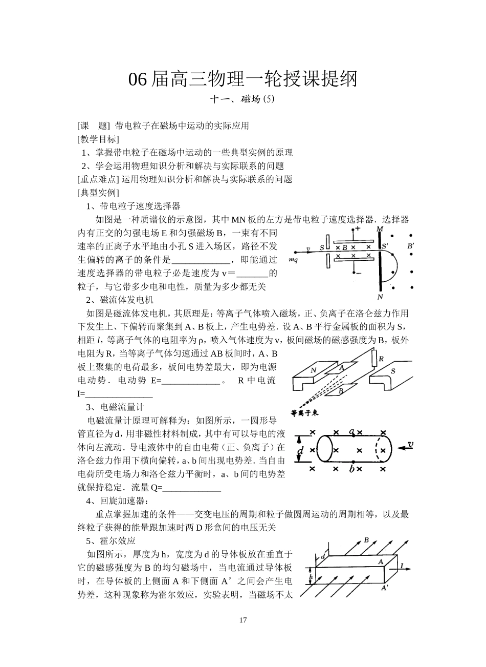 5-带电粒子在磁场中的运动的实际应用_第1页