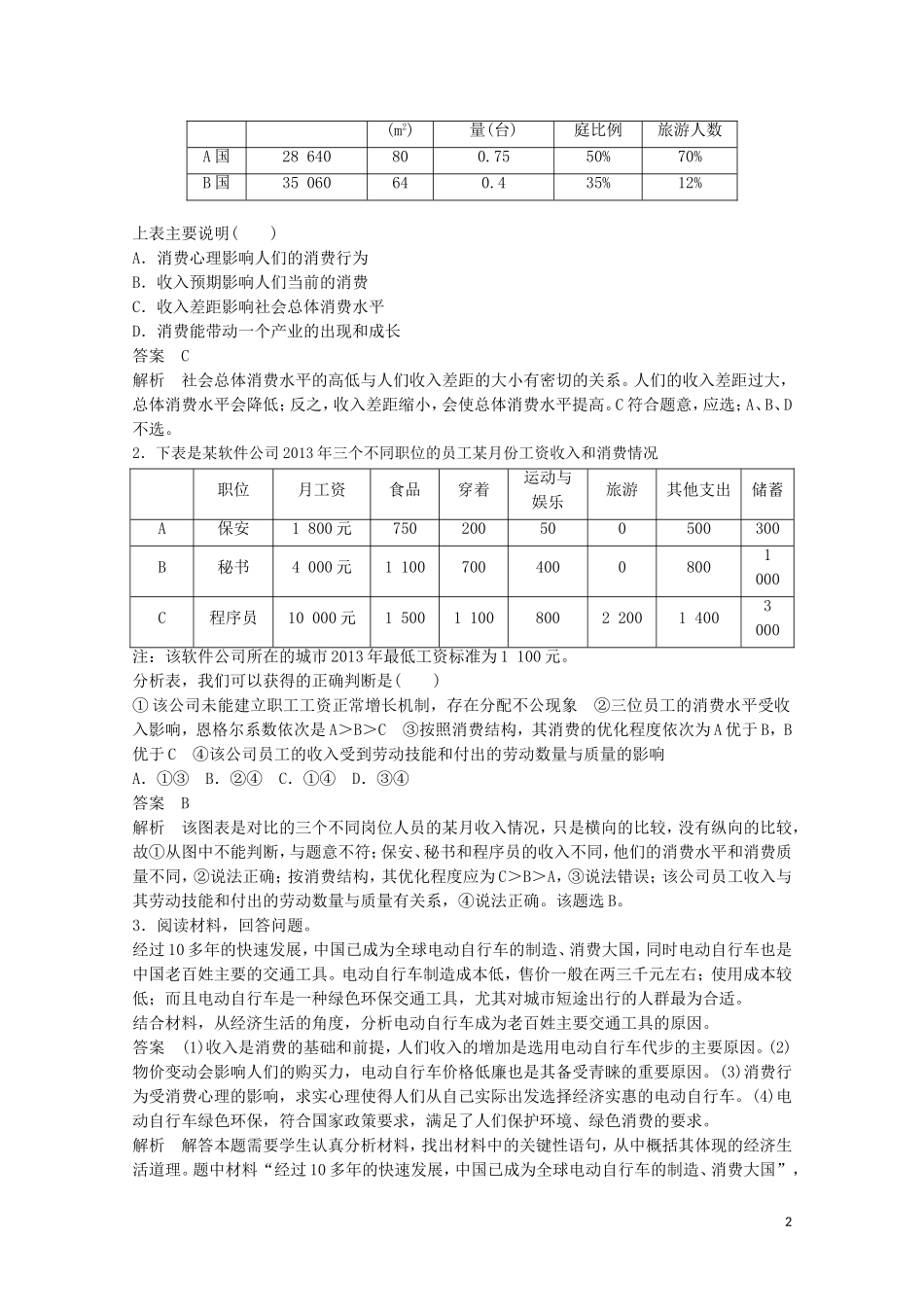 2015届高考政治 考前三个月 名师考点点拨专题讲义2 促进消费与发展生产 新人教版_第2页