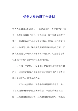 销售人员的周工作计划