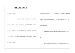 销售人员的自我总结