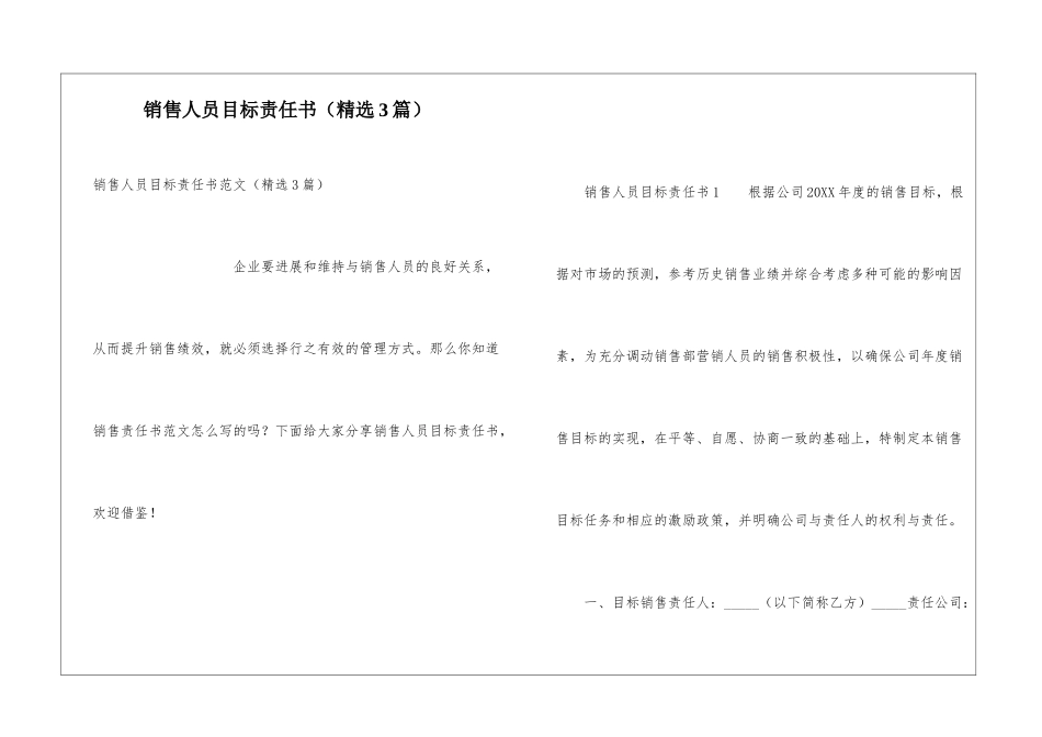 销售人员目标责任书_第1页