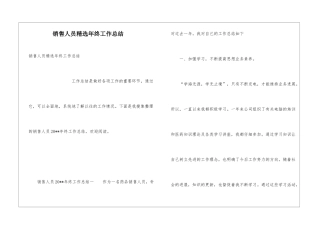 销售人员精选年终工作总结
