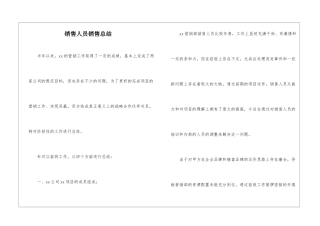 销售人员销售总结