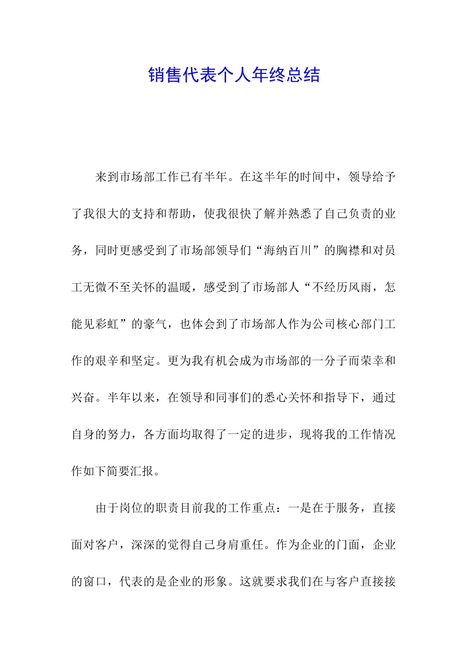 销售代表个人年终总结_第1页