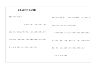 销售会计工作计划五篇