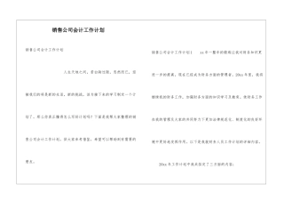 销售公司会计工作计划