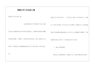 销售公司工作总结三篇
