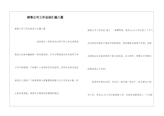销售公司工作总结汇编八篇