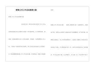 销售公司工作总结集锦9篇